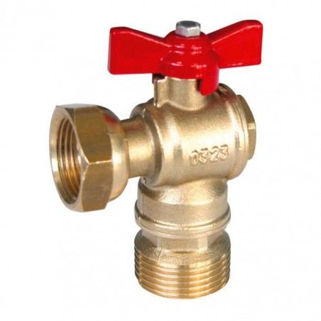 Vanne compteur équerre à manette rouge - ACS