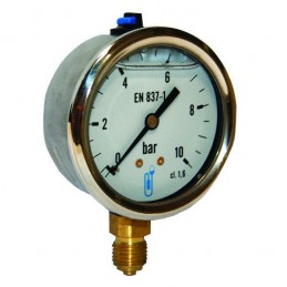 Manomètre radial 1/4 D63 0-10 bars boîtier inox
