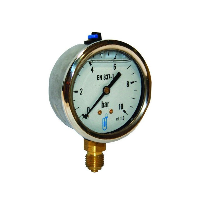 Manomètre radial 1/4 D63 0-10 bars boîtier inox