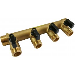 Collecteur 3/4 avec vannes - entraxe 50mm - sortie 1/2